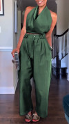 🔥60% OFF💃💎Own the Look, Save More!✨Women's Halter Neck Sleeveless Cotton and Linen Casual Suit