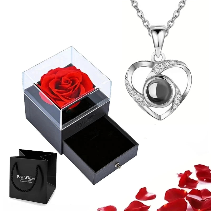 ❤️Mother's Day：Projection Necklace Set With Rose Gift Box