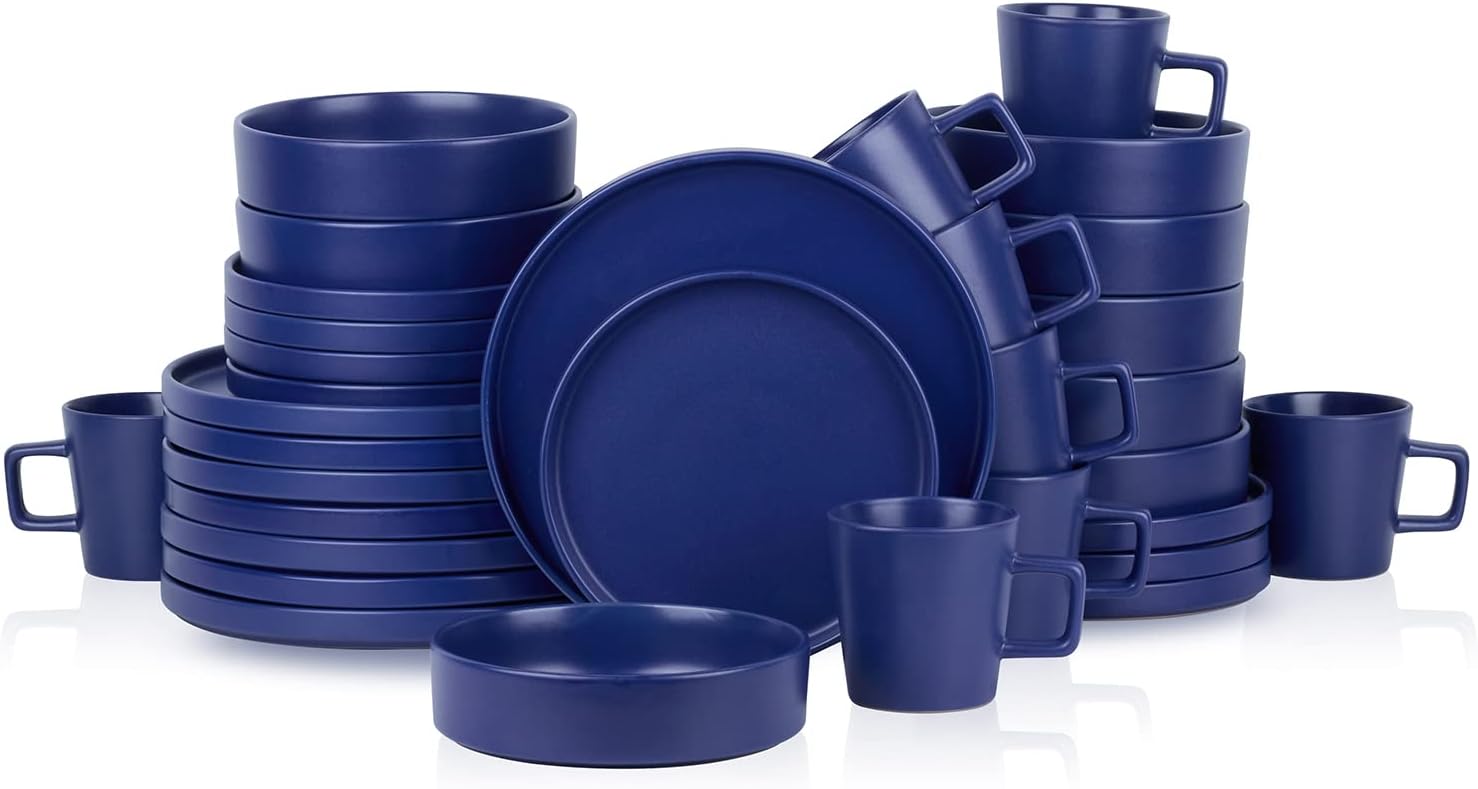 Stone Lain Coupe Dinnerware Set, Service For 4, Black Matte