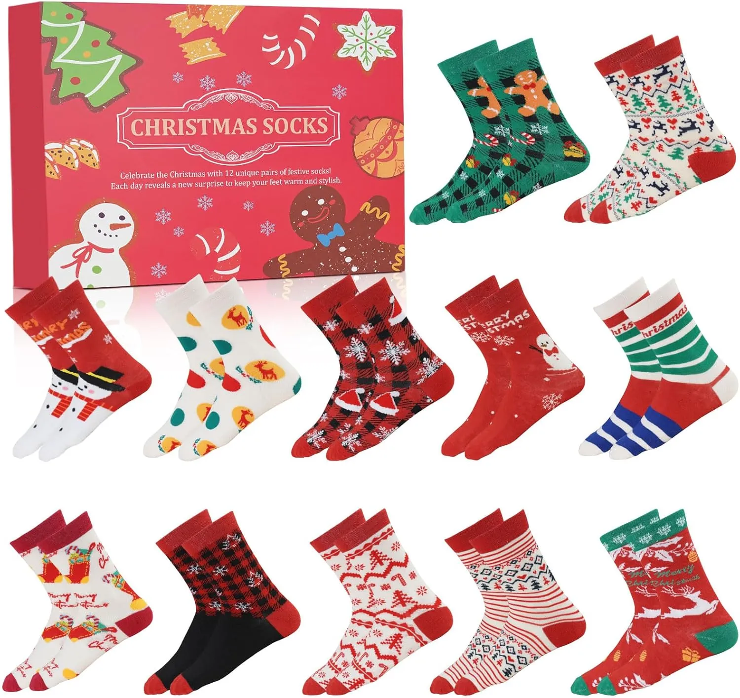 🎄🎅Christmas Presale - 49% OFF🎄-2024 Christmas Warm Socks Advent Calendar