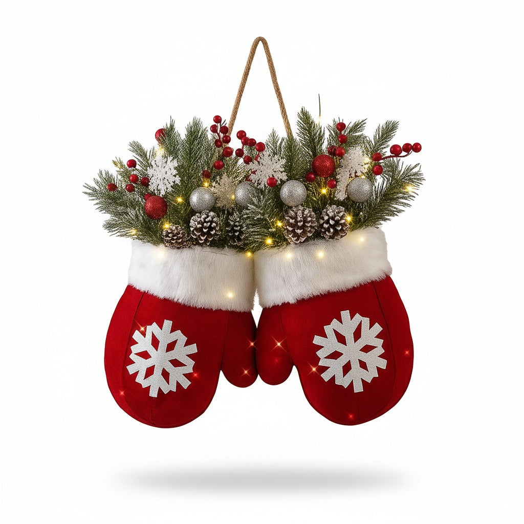 Handmade Christmas Mitten Wreath