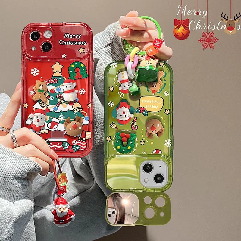 🔥Last Day Promotion 50% OFF🔥Christmas Tree Pendant Flip Mirror Case Cover For iPhone