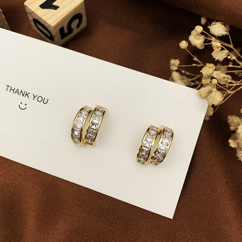 14K Gold Plated 925 Sterling Silver C-shaped Earrings