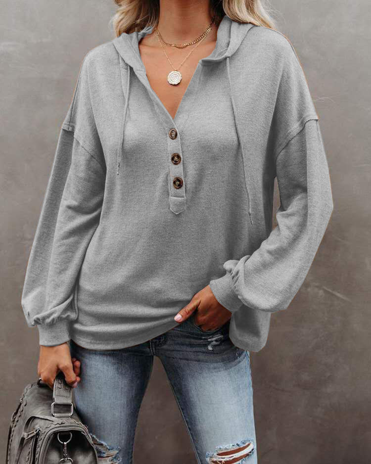 [Last Day Promotion 49% OFF] Vintage Solid Color Buttoned Sweatshirt