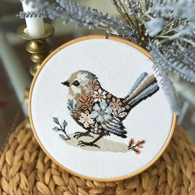 Flower Winter Bird Cross Stitch Kit