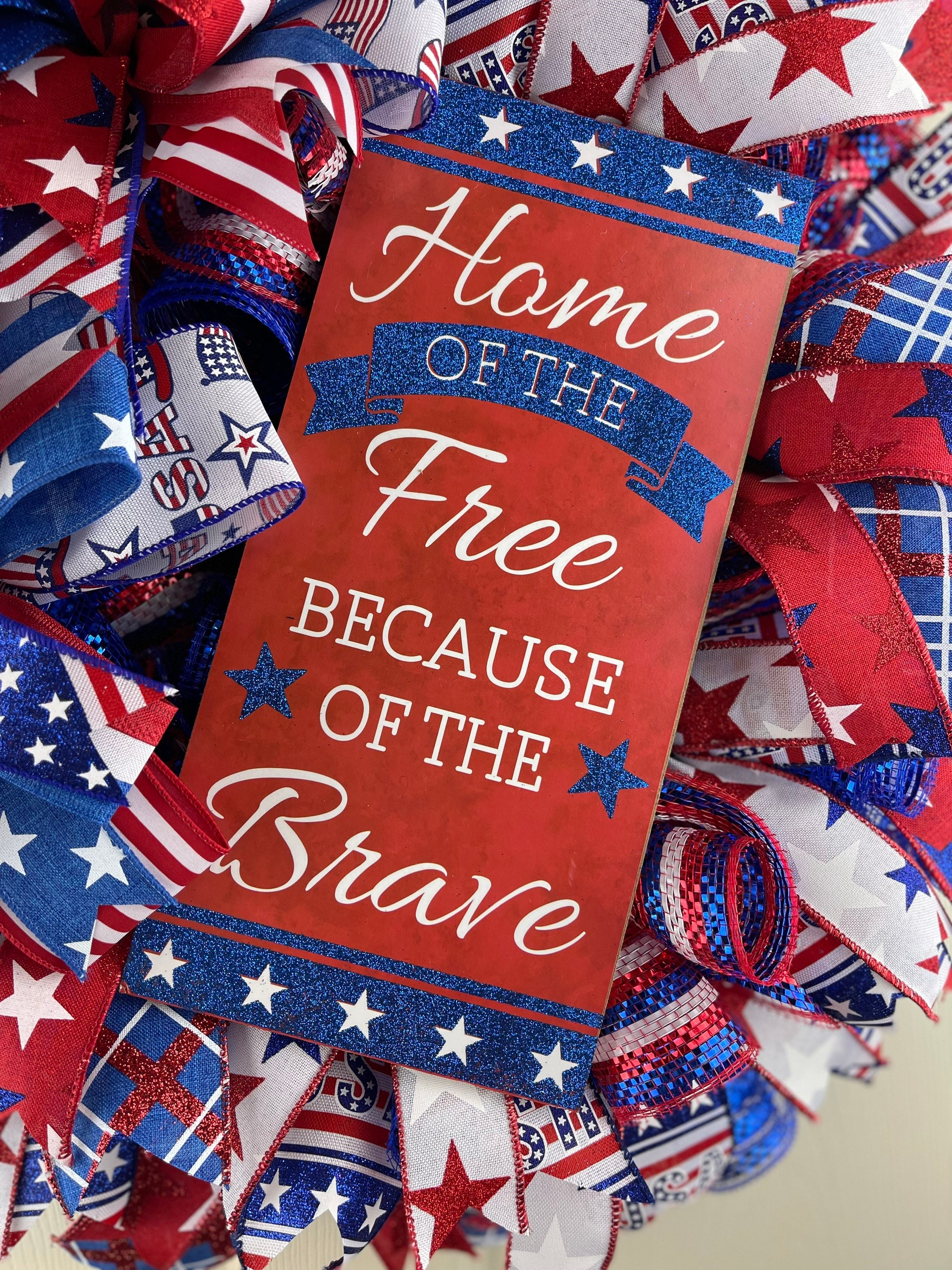 🔥Handmade Home of the free brave Veterans Day wreath