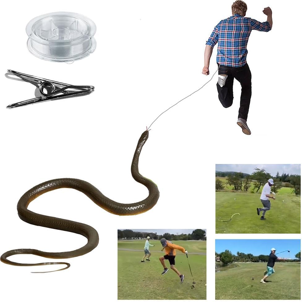 💥 Carnival promotion! 🔥Large realistic rubber snake（Snake + clip + 100M wire）