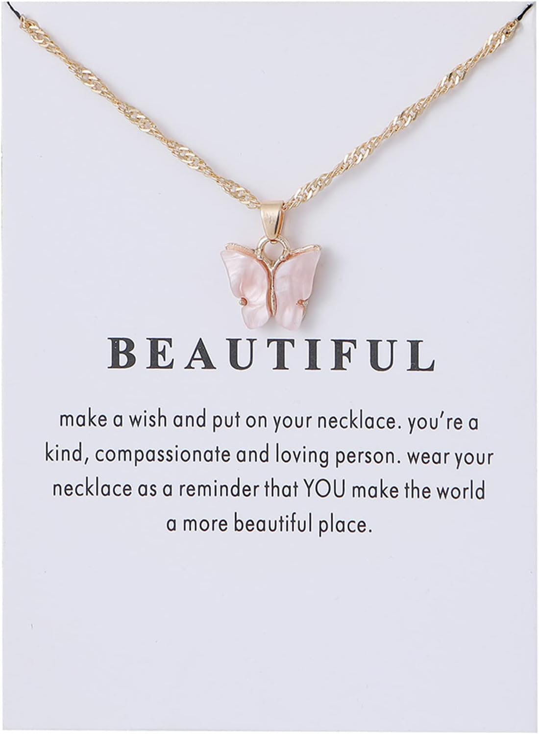 Colorful Acrylic Butterfly Pendant Necklace Bohemian Adjustable Retro Card Clavicle Chain Insect Animal Necklace for Women Girl Teen Friend Friendship Party Jewelry Gift