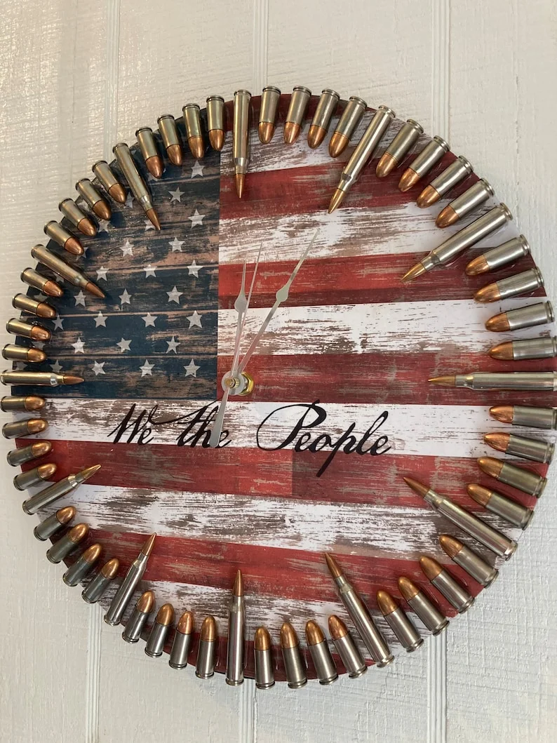 Patriotic “We The People” Flag Bullet Clock