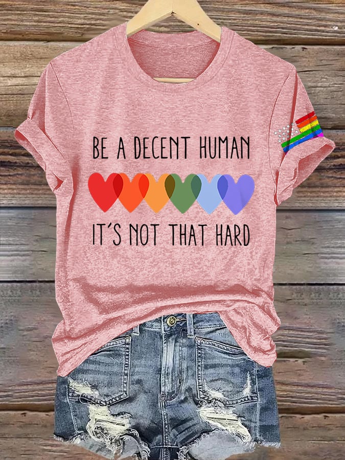 Retro Be A Decent Human It's Not That Hard Print T-Shirt