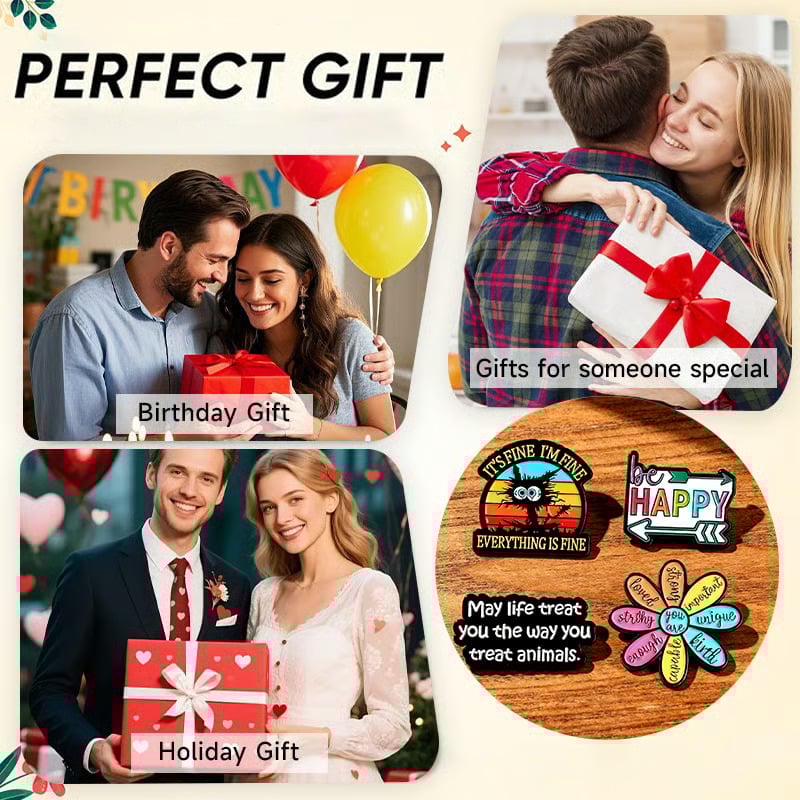 🎁TikTok Last Day Sale - 70% OFF🔥Colorful Flower Badge with Positive Quote