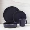 Stone Lain Coupe Dinnerware Set, Service For 4, Black Matte