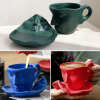 Metal touching face creative ceramic kiss Coffee cup