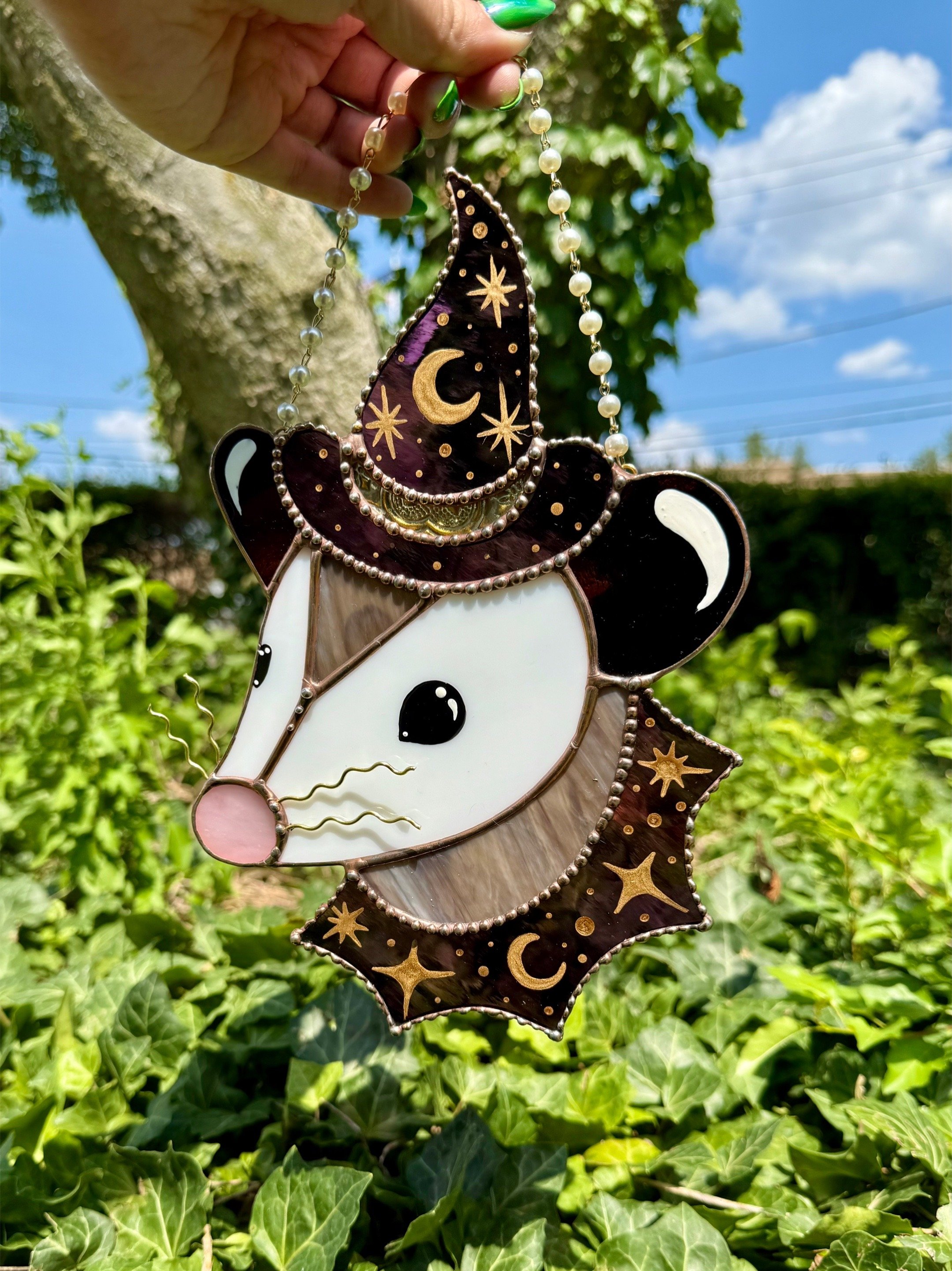 🎁TODAY ONLY!!🔥70% Off Clearance Sale!🐿️ Acorn Wizard Possum Stained Glass Suncatcher