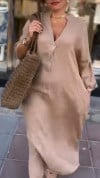 Women's V-neck Solid Color Loose Casual Dress