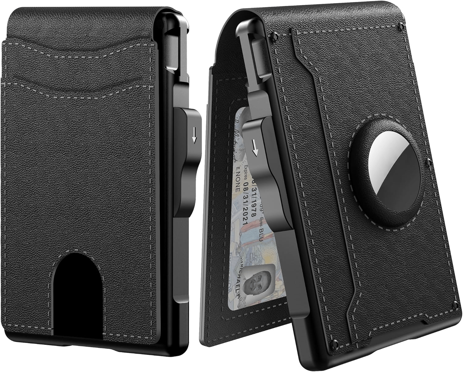 ✨Wallet for Men - with Pop Up Aluminum Case Money Clip Slim Leather Slots Credit Card Holder RFID Blocking Bifold Minimalist Wallet