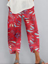 Women Loose Printed Colourful Elastic Waist Pocket Purple Pants