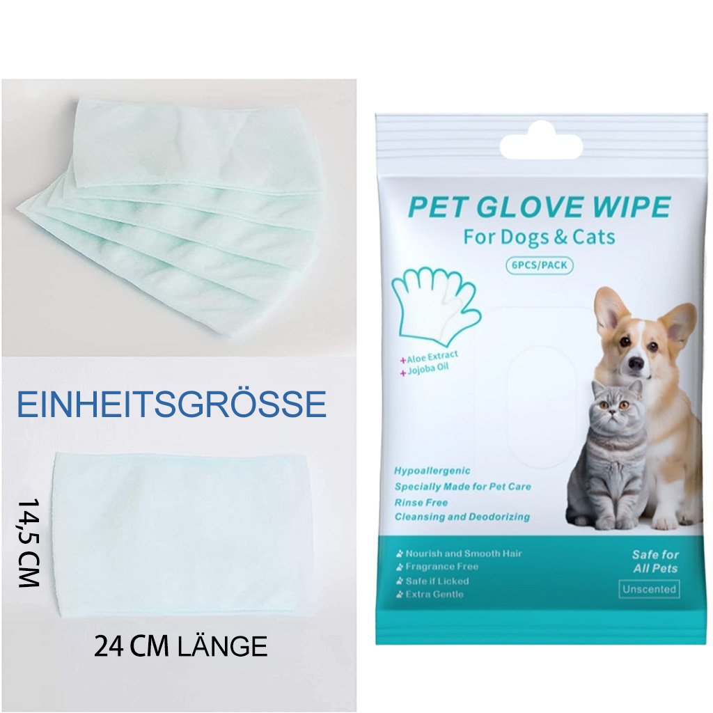 🔥Letzter Tag Verkauf 49% Rabatt🐶Wasserfreie Hundeshampoo-Handschuhe – Hypoallergene Badetücher für Haustiere, 6 Packungen