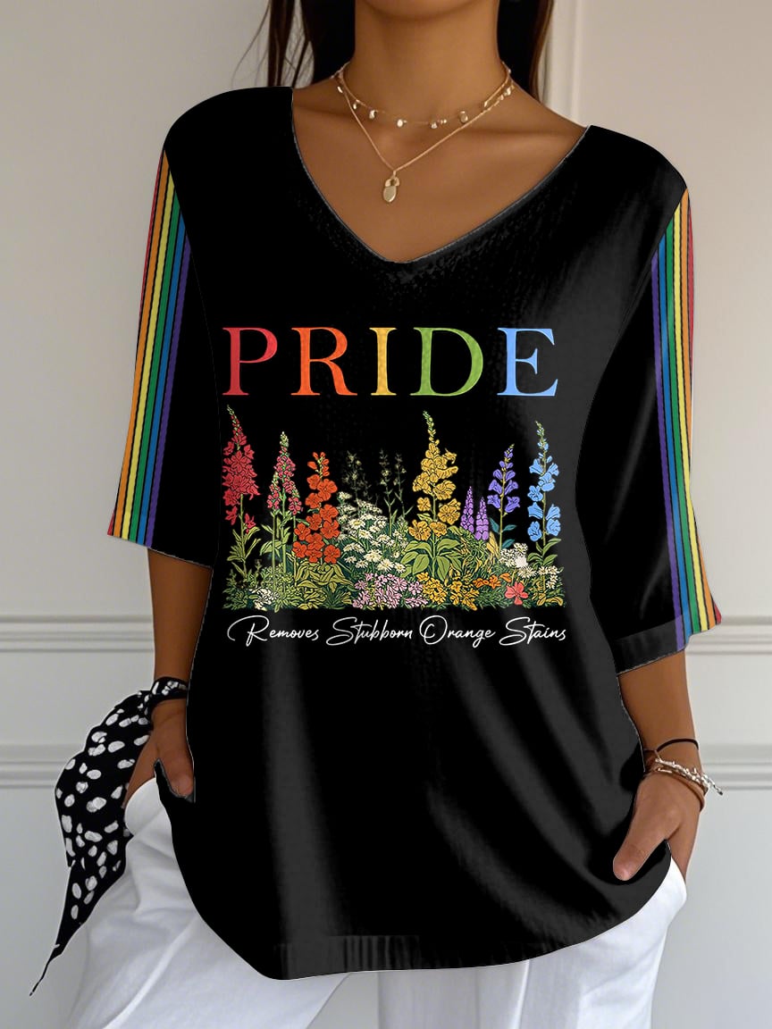 Women's Pride LGBT Removes Stubborn Orange Stains Print Mid Sleeve T-Shirt
