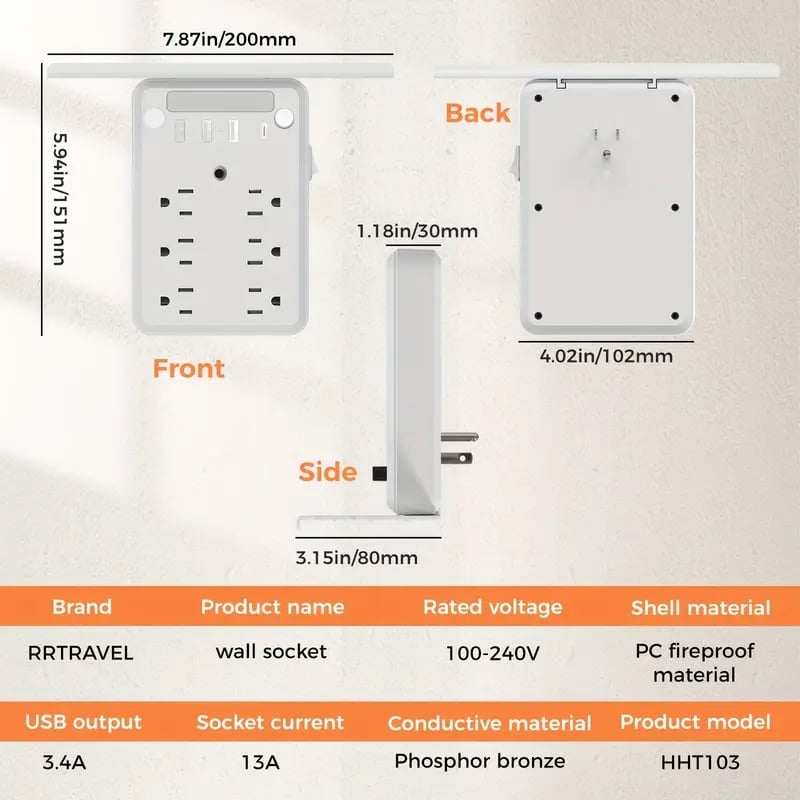 🎁TikTok Last Day Sale - 70% OFF🎉Wall Outlet Extender with Shelf Night