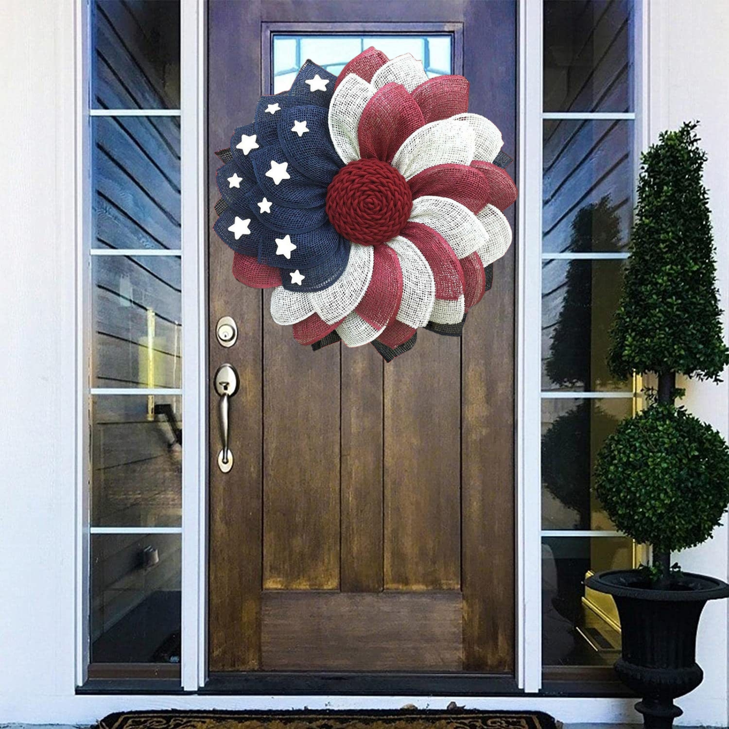 American flag independent sun flower Wreath - BUY 2 FREE SHIPPING