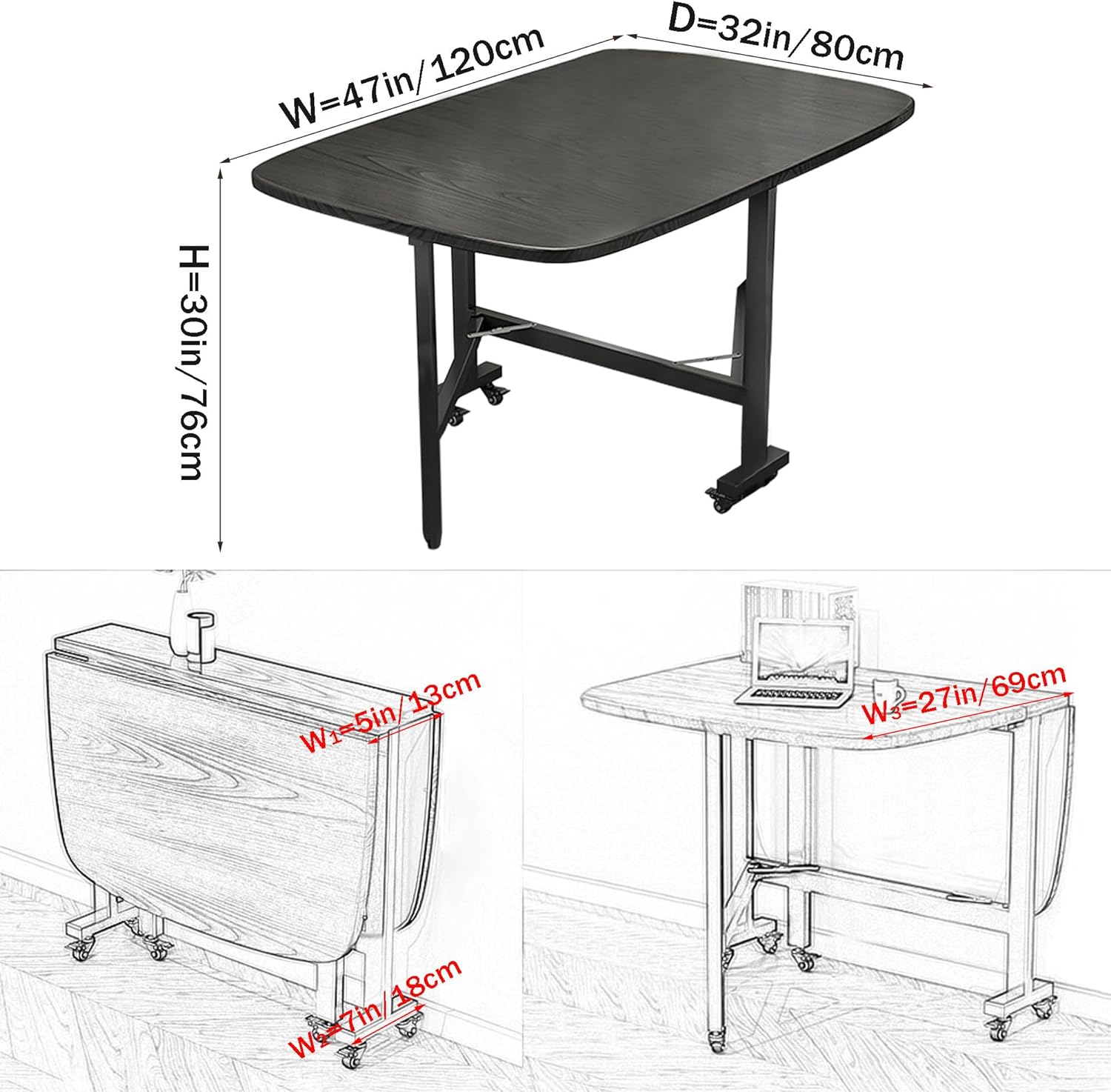 Multifunction Table Drop Leaf Dining Table - 47