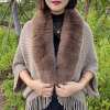 (🌲Early Christmas Sale - 49% OFF) 🔥2024 New Winter Knit Fringe Fur Collar Shawl, BUY 2 FREE SHIPPING