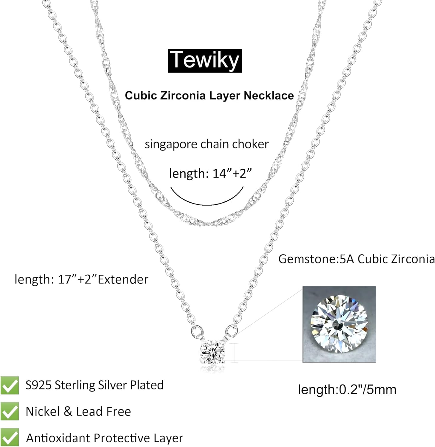 Tewiky Diamond Necklaces for Women, Dainty Gold Necklace 14k Gold Plated Long Lariat Necklace Simple Gold CZ Diamond Choker Necklaces for Women Trendy Gold Necklace Jewelry Gifts for Girls