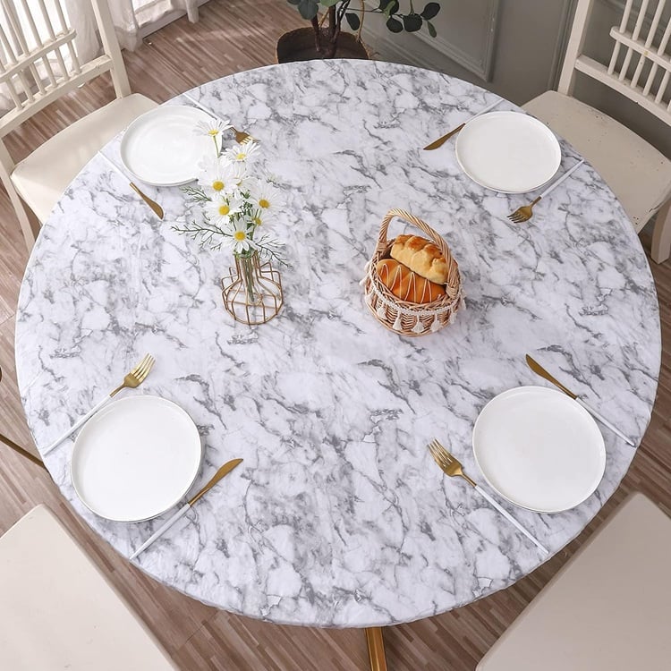 🔥Last Day Sale-45% OFF❤️Round Vinyl Fitted Tablecloth with Flannel