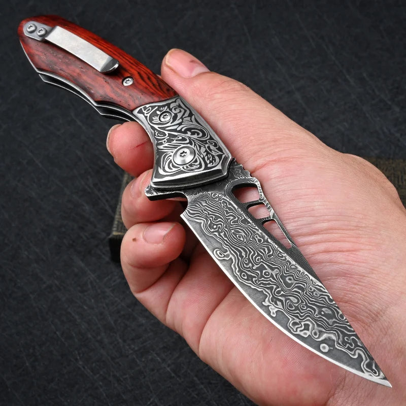 Handcrafted Damascus Steel Folding Knife