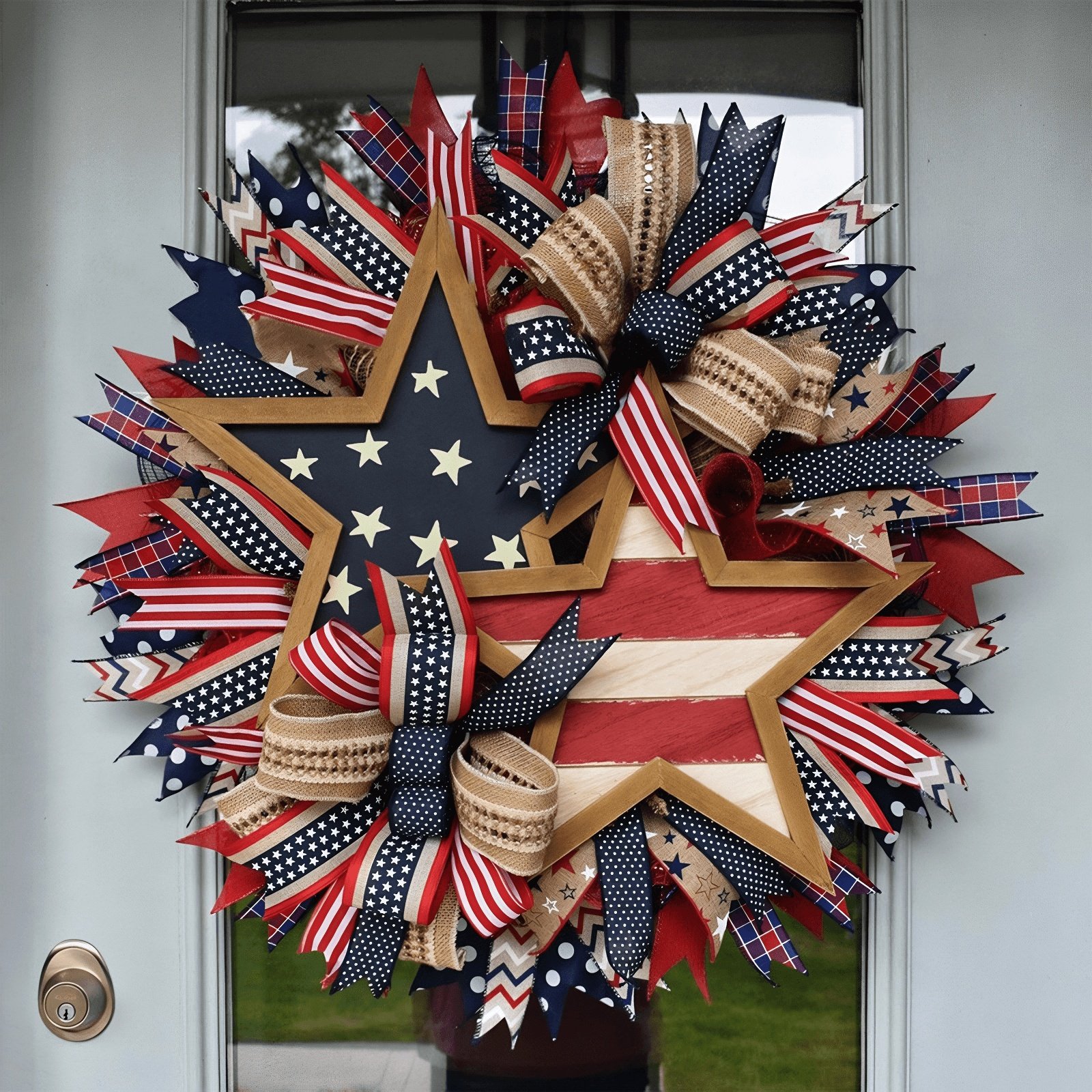 🏵100% Handmade American Patriotic Star Wreath(Mariana Smith Handmade®)
