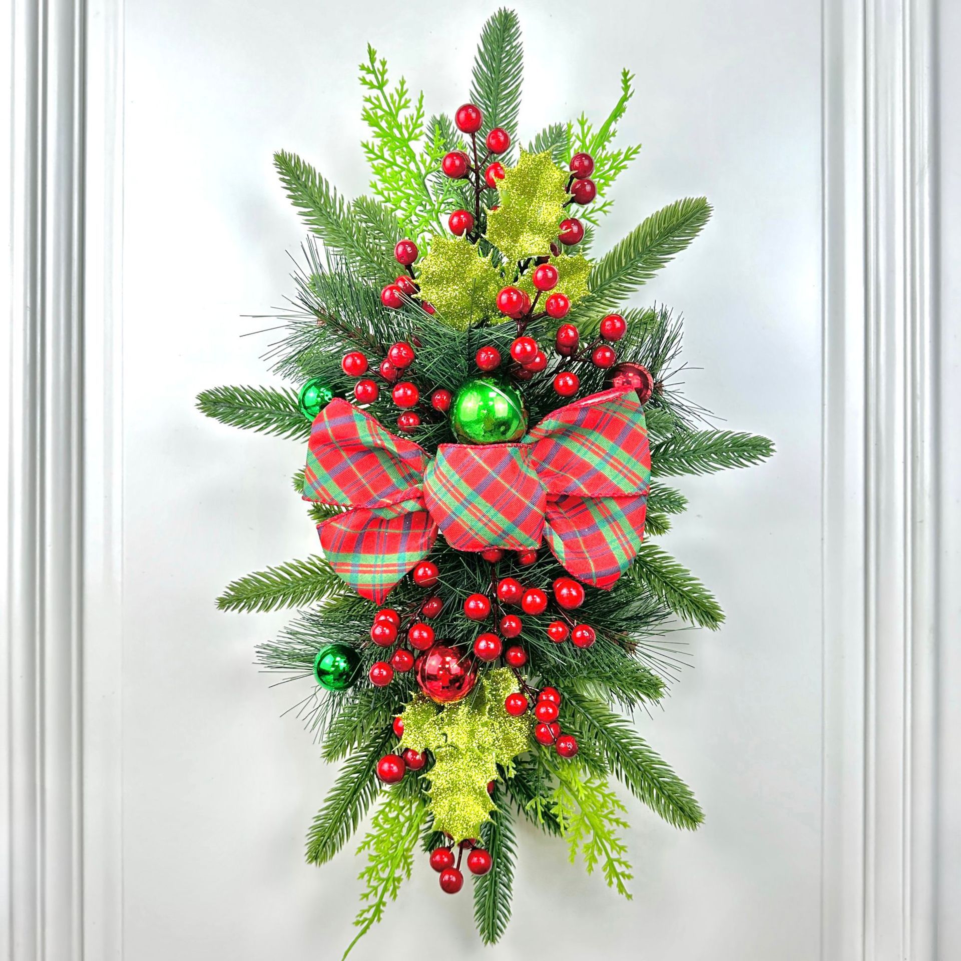 🎅Early Christmas Sale 49% OFF-🌲Christmas Cordless Stairway Swag Teardrop Trim Wreath🎁