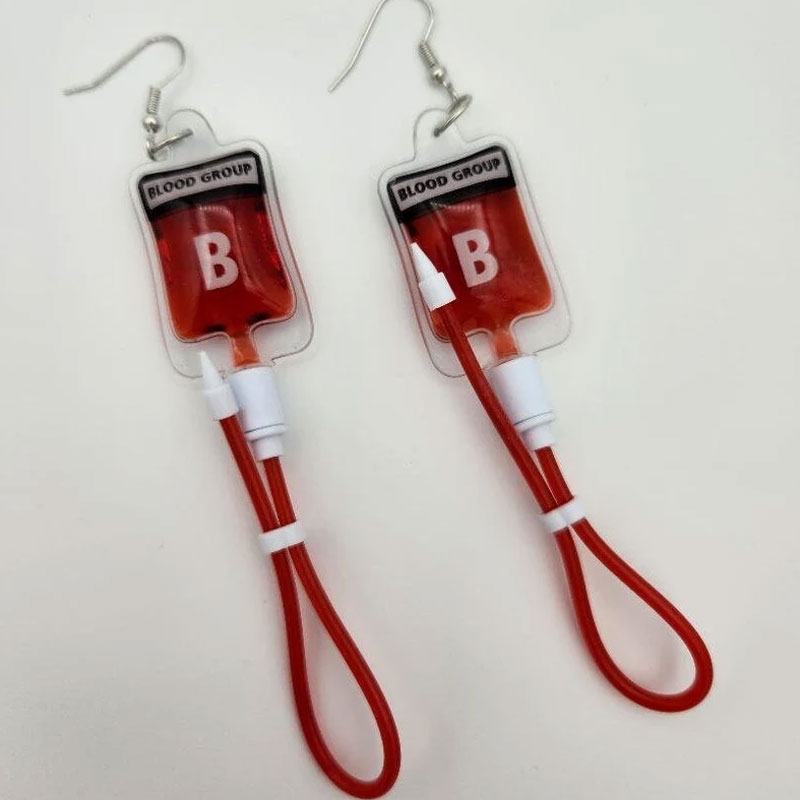 Blood Bag Earrings fake blood