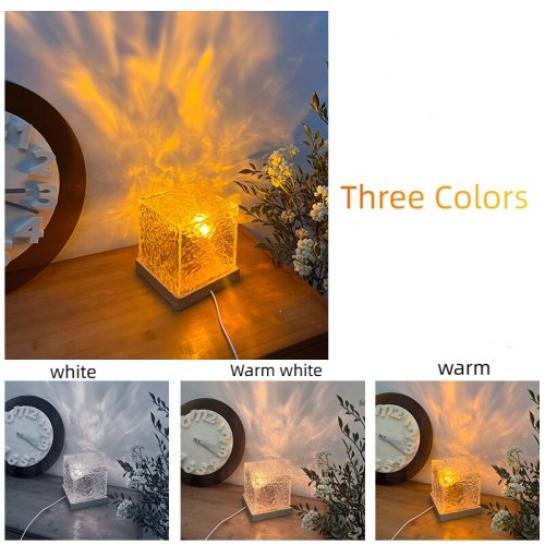 16 Color Crystal Table Lamp LED Dynamic Water Ripple Projector Night Light