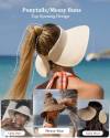 FURTALK Sun Visor Hats for Women Wide Brim Straw Roll-Up Ponytail Summer Beach Hat UV UPF Packable Foldable Travel