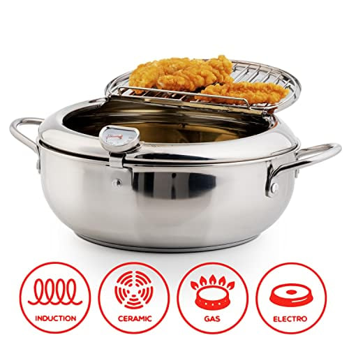 🔥LAST DAY 49% OFF🔥 -Stainless Steel Frying Pot with Thermometer and Oil Drip Drainer Rack🎉FREE SHIPPING