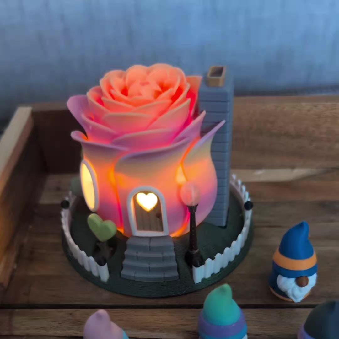 Rose Fairy House with Tea-Light