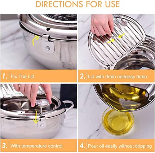 🔥LAST DAY 49% OFF🔥 -Stainless Steel Frying Pot with Thermometer and Oil Drip Drainer Rack🎉FREE SHIPPING