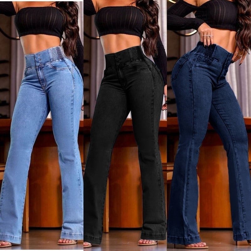 🎁TikTok Spring Last Day Promotion 48% OFF-🎁-Women's Butt Lifting Bootcut Jeans High Waisted Wide Leg Baggy Jean