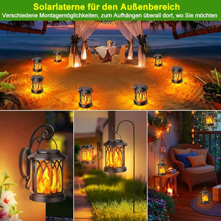 🔥Letzter Tag 50% RABATT-Verbesserte flackernde Flammen-Solarlaterne für den Außenbereich, wasserdicht