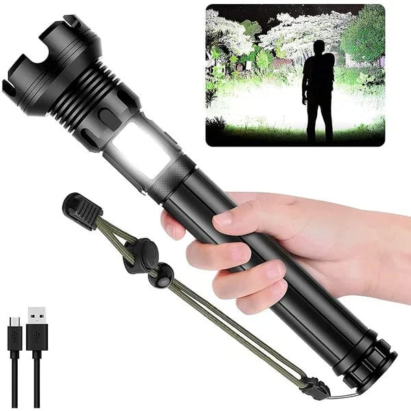 (🎅Christmas Hot Sale🔥🔥)LED Rechargeable Tactical Laser Flashlight 70000 High Lumens