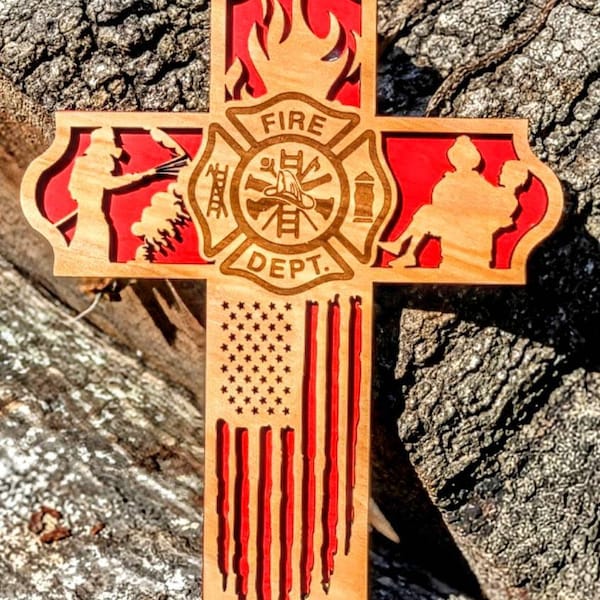 🎁Best Gift for firefighter | wooden Cross, first responder