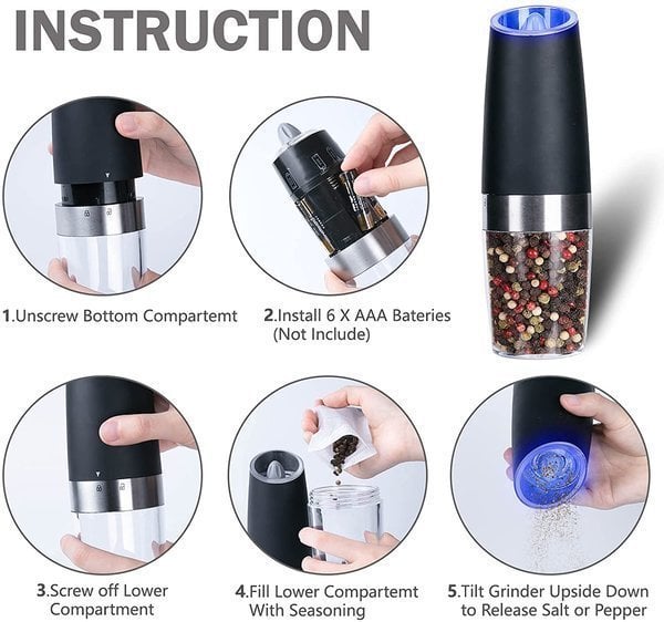 (🎄EARLY CHRISTMAS SALE - 50% OFF) 🎁Automatic Electric Gravity Induction Salt and Pepper Grinder