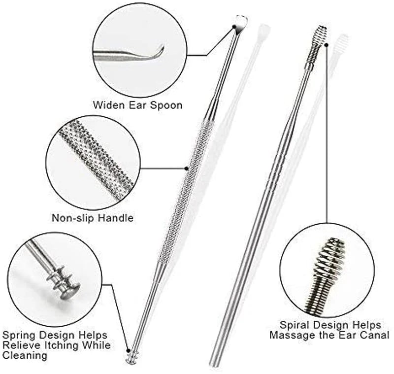 👂Set Ear Wax Pickers Stainless Steel Earpick Wax Remover