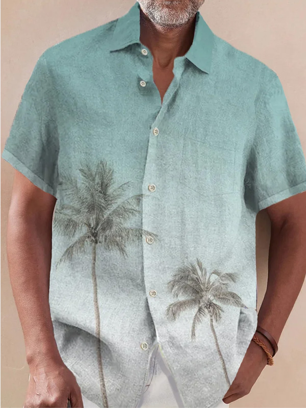 Hawaiian Coco Ombre Print Breast Pocket Shirt