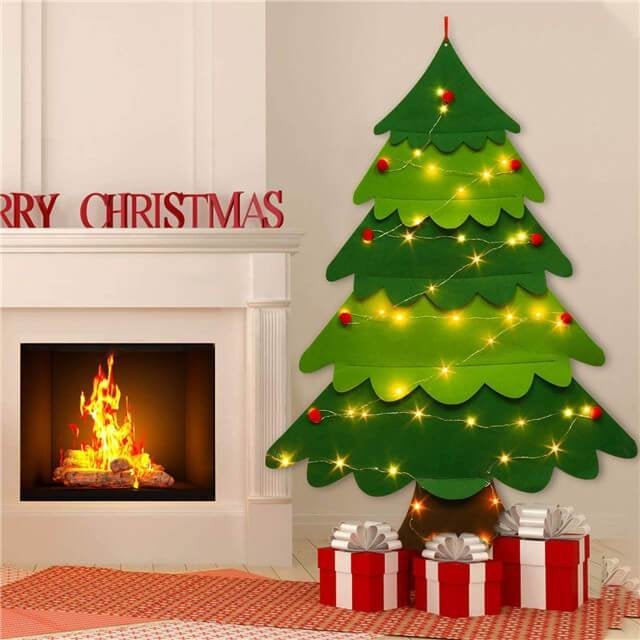 🧒🎄Felt Christmas Tree Set With 32PCS Ornaments Wall Hanging Tree & 35LED String Lights - BUY 2 GET FREE SHIPPING