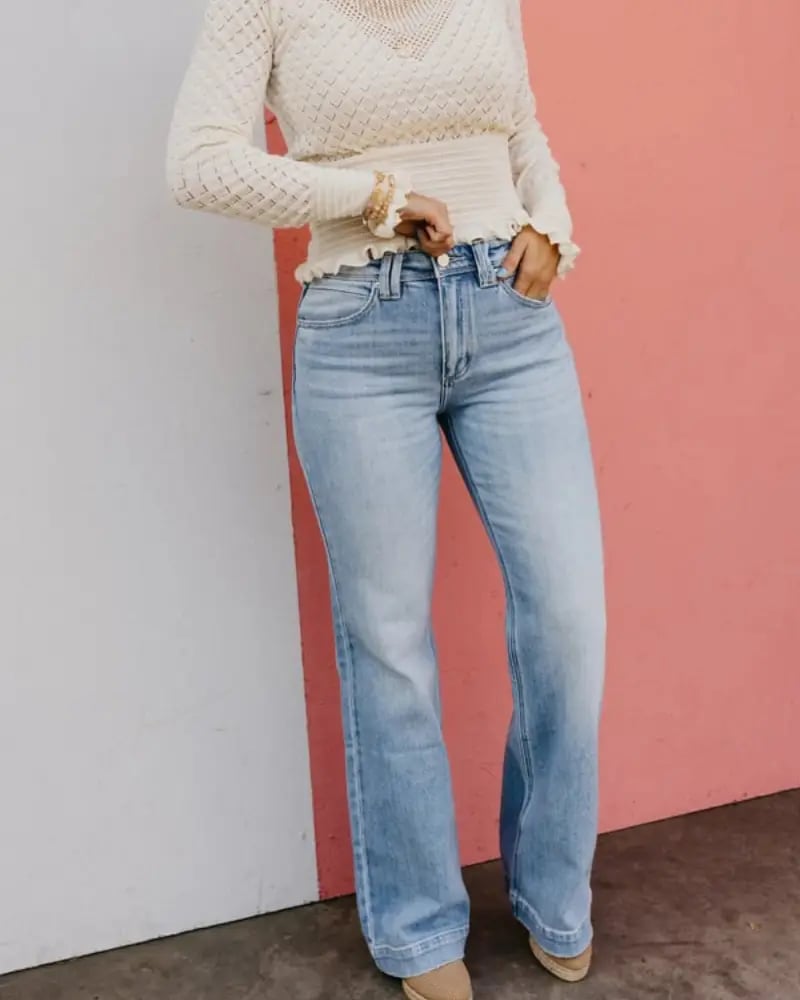 🎁TikTok Spring Last Day Promotion 48% OFF-🎁- Plus Size High Rise Vintage Wash Straight Leg Jeans