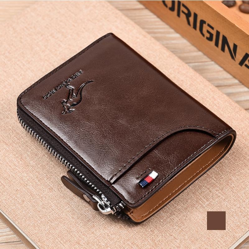 🔥 BIG SALE - 49% OFF 🔥🔥Men Wallet Zipper Genuine Leather Purse ( RFID PROTECTED )