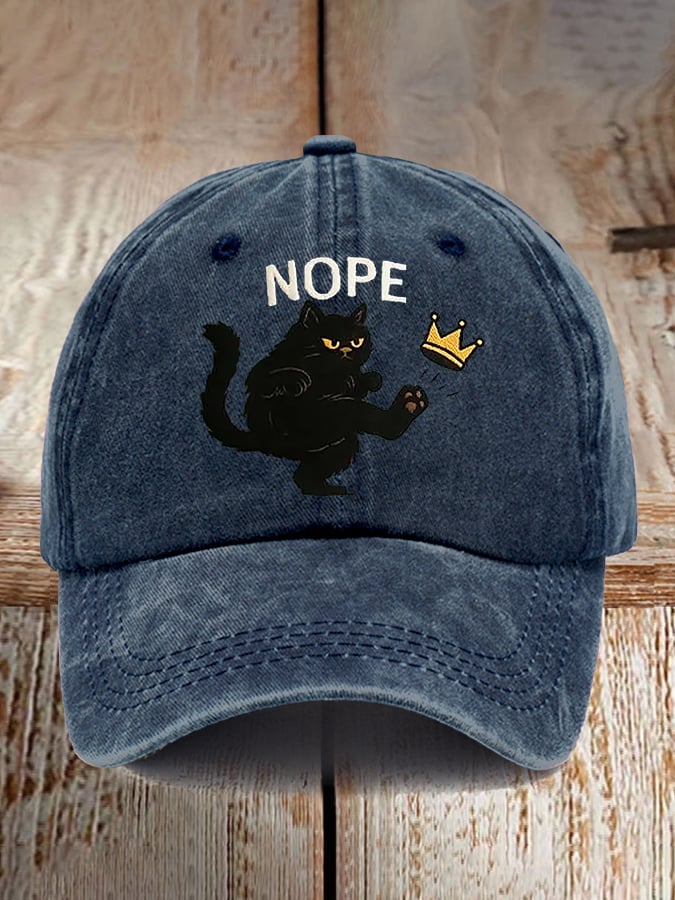 Retro No Kings In America Cat Crown Nope Baseball Cap