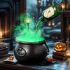 Halloween Witches Cauldron with Magical Floating Potion Bottles and Fog Maker Diffuser